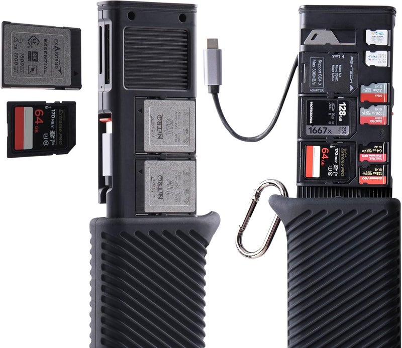 PGYTECH حافظة قارئ بطاقة Createmate CFexpress Type B USB 3.2 Gen 2 10Gbps قارئ بطاقة SD للمصورين (CFexpress-B، أسود) - Image 1